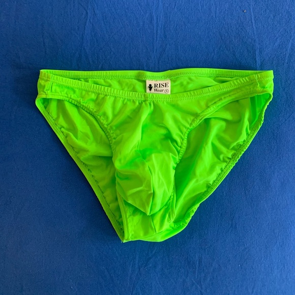 Vintage Neon Green Posing Trunks - Picture 2 of 4